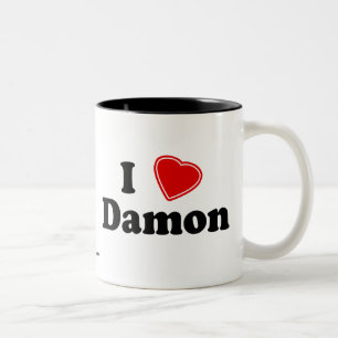 I Love Damon Two-Tone Coffee Mug