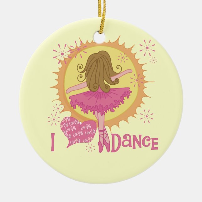 I Love Dance Ceramic Tree Decoration (Front)