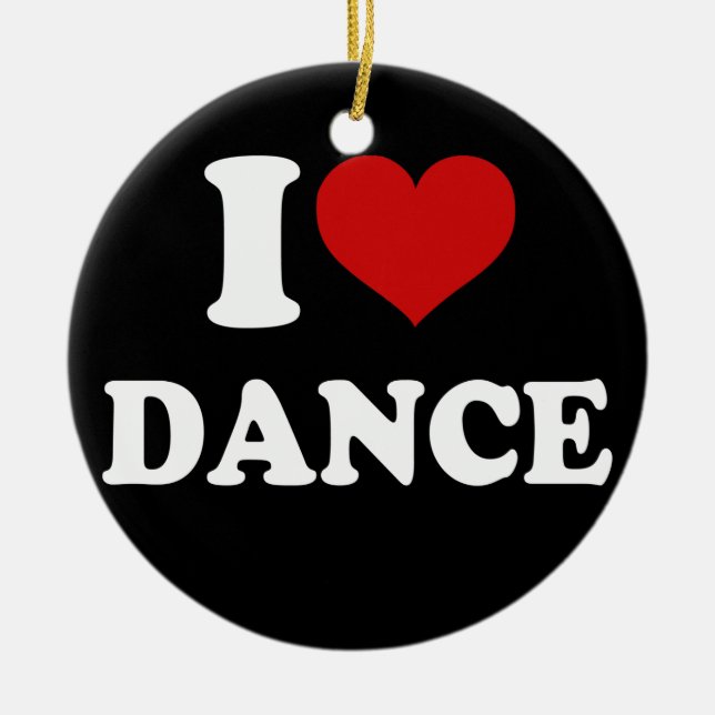 I Love Dance Ceramic Tree Decoration (Front)