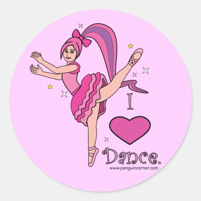 I Love Dance! Classic Round Sticker (Front)