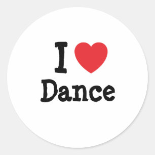 I love Dance heart custom personalised Classic Round Sticker