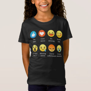 I Love DANCE Social Emoticon (emoji) - White Font T-Shirt