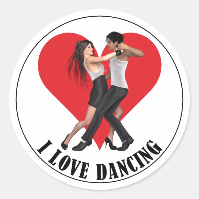 I Love Dancing ~ Argentine Tango II Classic Round Sticker (Front)