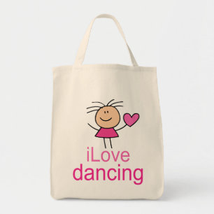 I Love Dancing Stick Figure Canvas Tote Bag