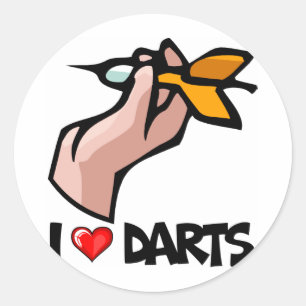 I Love Darts Classic Round Sticker