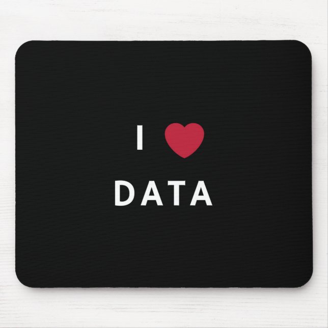 I Love Data Black Mouse Mat (Front)