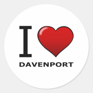 I LOVE DAVENPORT,IA - IOWA CLASSIC ROUND STICKER
