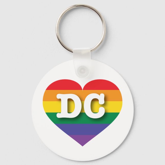 I Love DC Rainbow Heart Key Ring (Front)