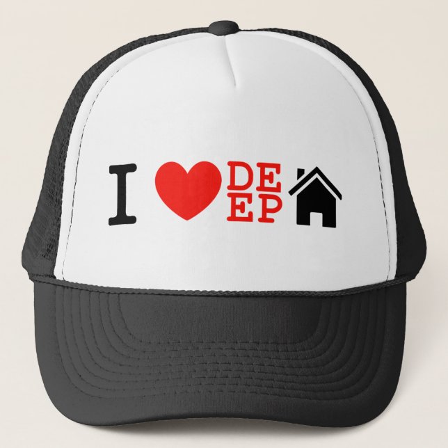 i love deep house music dj baseball cap (Front)