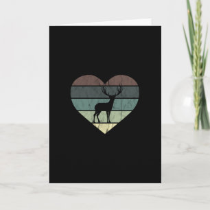I Love Deer Retro Heart for Hunter Card