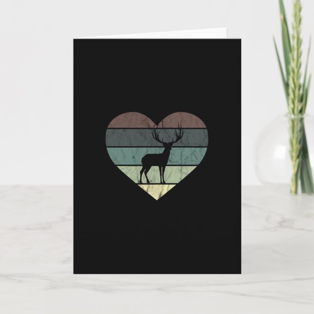 I Love Deer Retro Heart for Hunter Card (Front)