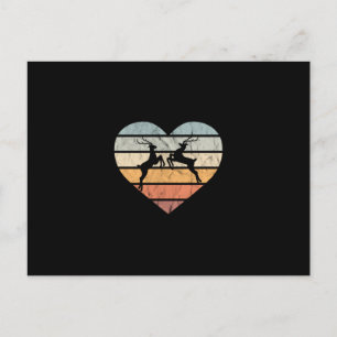 I Love Deer Retro Heart for Hunter Postcard