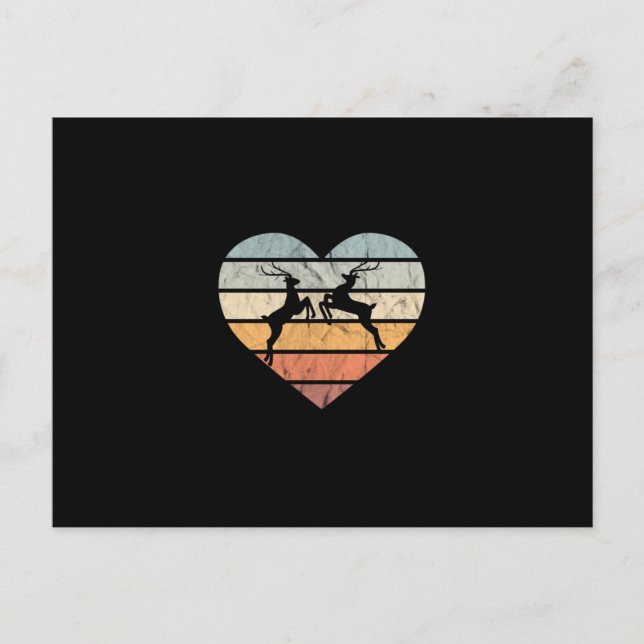 I Love Deer Retro Heart for Hunter Postcard (Front)