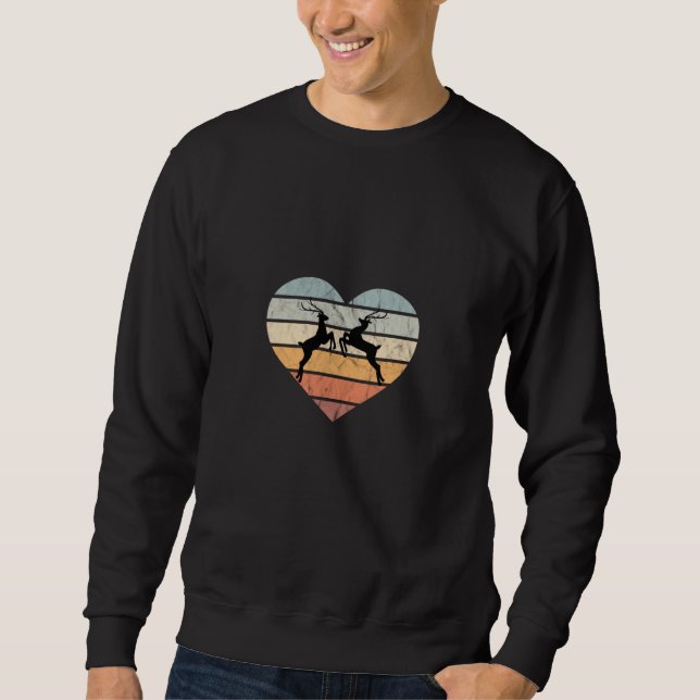I Love Deer Retro Heart for Hunter Sweatshirt (Front)