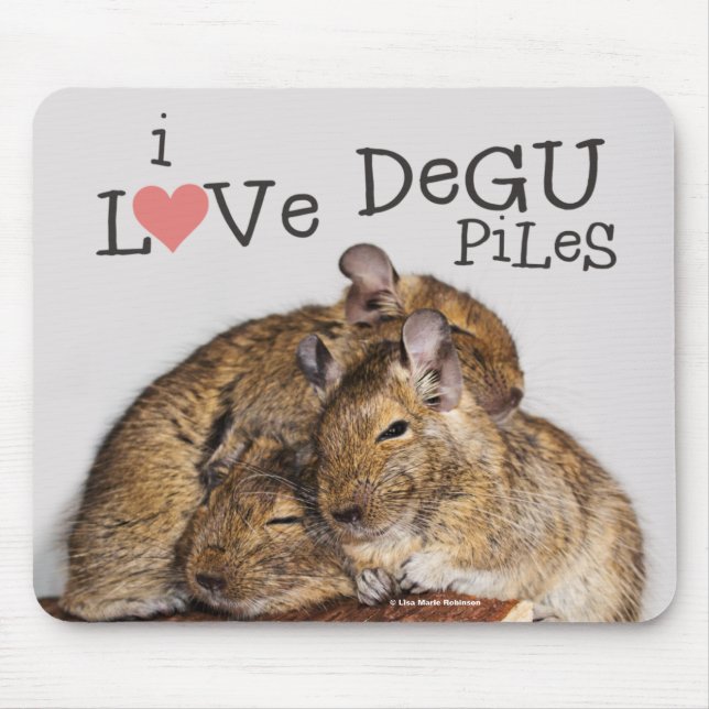 I Love Degu Piles Mouse Mat (Front)