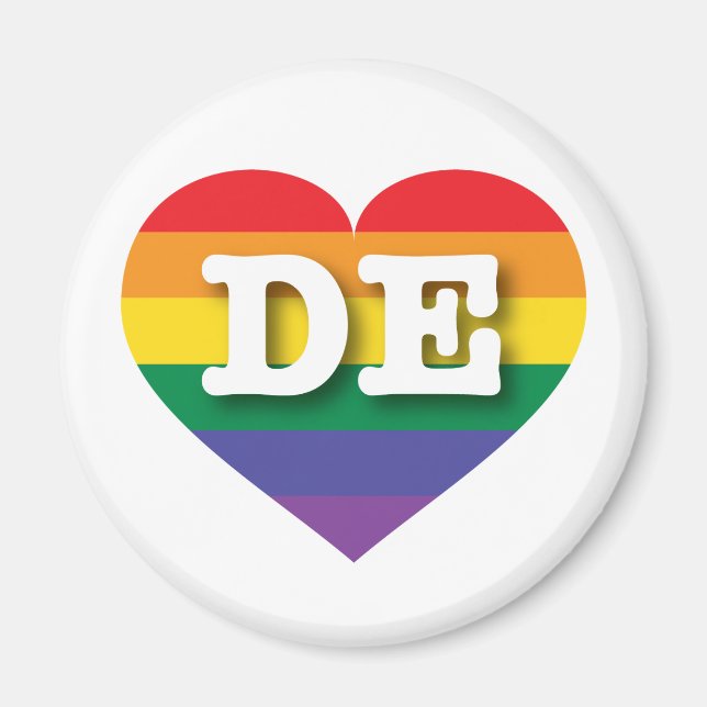 I Love Delaware Rainbow Heart Magnet (Front)