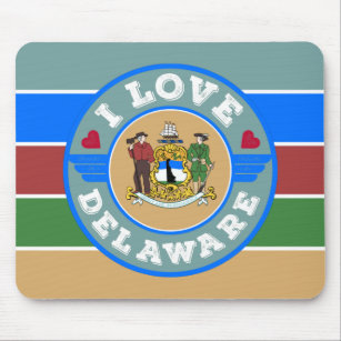 I Love Delaware Retro Stripes State Map and Flag Mouse Mat