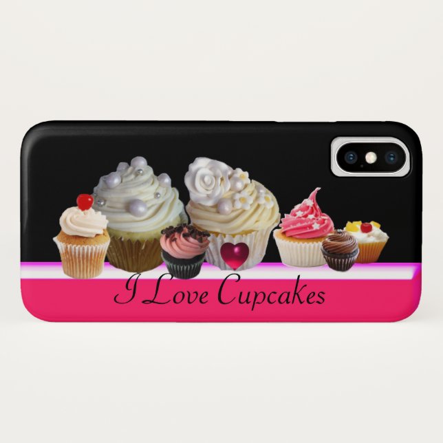 I LOVE DELICIOUS CUPCAKES Pink,Fuchsia White Case-Mate iPhone Case (Back (Horizontal))