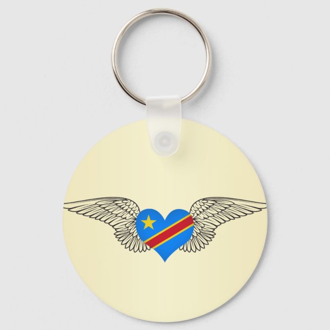I Love Democratic Republic of Congo -wings Key Ring (Front)