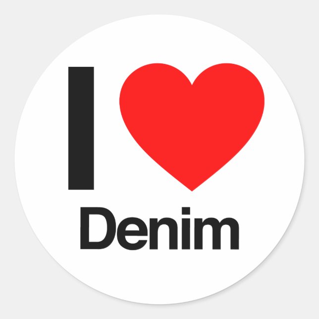 i love denim classic round sticker (Front)