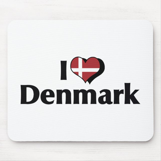 I Love Denmark Flag Mouse Mat (Front)