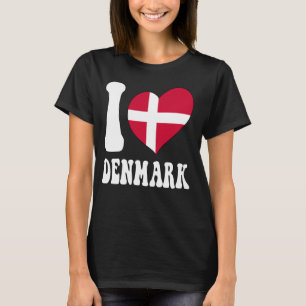 I Love Denmark Proud To Be Danish Denmark Flag Hea T-Shirt