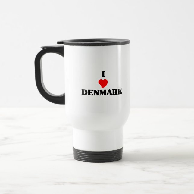 I Love Denmark Travel Mug (Left)