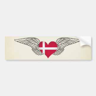 I Love Denmark -wings Bumper Sticker
