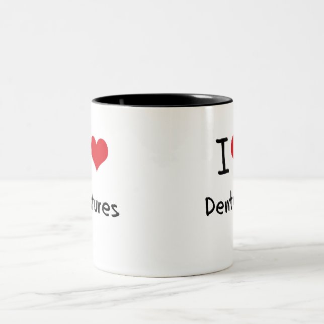 I Love Dentures Two-Tone Coffee Mug (Center)