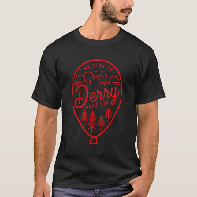 I Love Derry On Red Balloon Derry Maine Usa T-Shirt (Front)