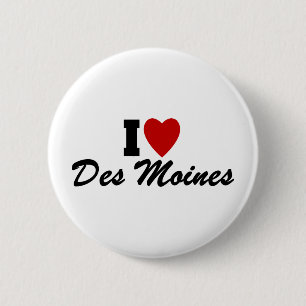 I Love Des Moines 6 Cm Round Badge