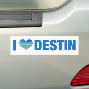 I Love Destin Florida Cute Beach Bumper Sticker