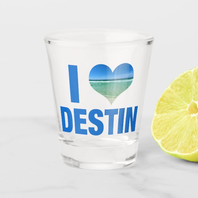 I Love Destin Florida Cute Beach Trip Keepsake Shot Glass (Front)