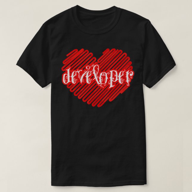 I Love Developer Heart T-Shirt (Design Front)