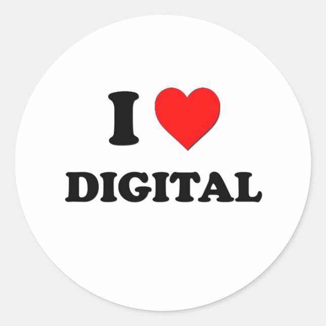 I love Digital Classic Round Sticker (Front)