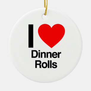 i love dinner rolls ceramic tree decoration