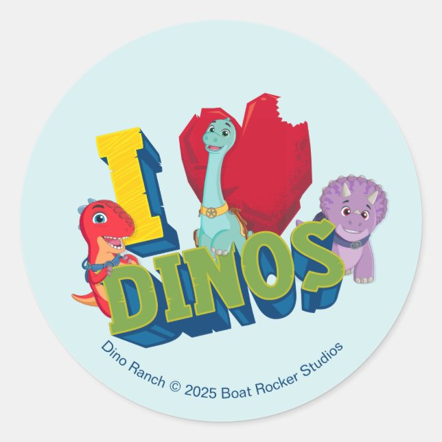 I Love Dinos | Dino Ranch Classic Round Sticker (Front)