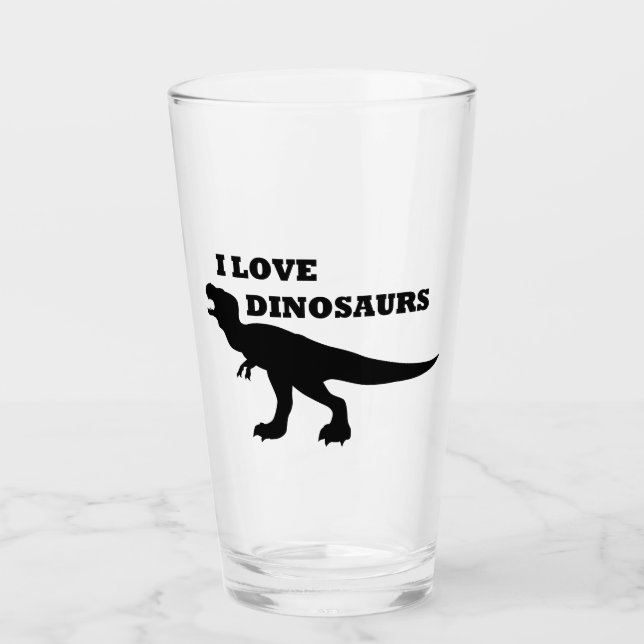 I Love Dinosaurs! Glass (Front)