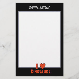 I Love Dinosaurs Red Black and White Custom Paper