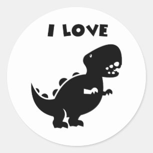I Love Dinosaurs tyrannosaurus rex Silhouette Art Classic Round Sticker