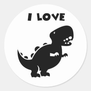 I Love Dinosaurs tyrannosaurus rex Silhouette Art Classic Round Sticker