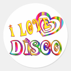 I LOVE DISCO CLASSIC ROUND STICKER
