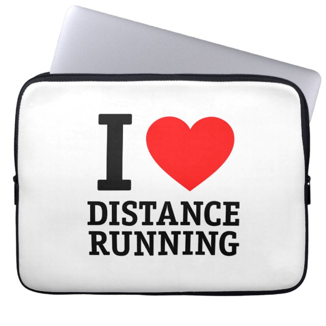 I Love Distance Running Laptop Sleeve (Front)