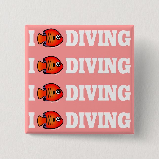 I Love Diving 15 Cm Square Badge (Front)