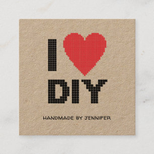 I love DIY Handmade By Your Name Personalised Square Business Card