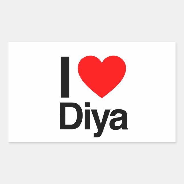 I love diya rectangular sticker (Front)