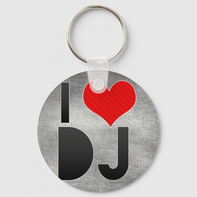 I Love DJ Key Ring (Front)