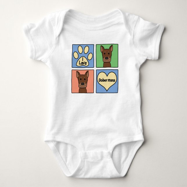 I Love Dobermans Baby Bodysuit (Front)