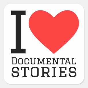 I love documental stories square sticker