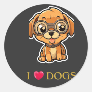i love dog Custom Photo And Text Personalized Classic Round Sticker